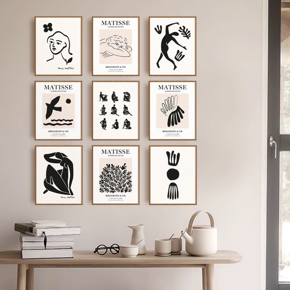 Set di stampe Matisse in bianco e nero di 9, Galleria minimalista Arte  murale, Arte murale stampabile moderna, Decorazione murale estetica, Arte  murale astratta -  Italia