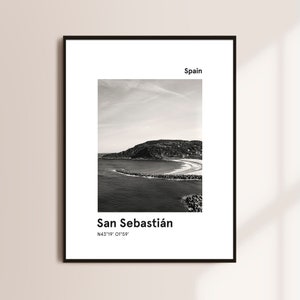 San Sebastian poster, Minimalist art print, Modern city print, San Sebastian wall art, Minimal art print, Travel gift, Instant Download