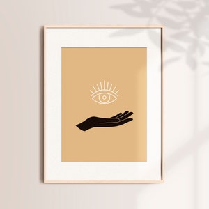 Printable hand line art, Evil eye wall art, Abstract hand, Continuous line drawing, Hands print, Hand poster, Minimalist print, Room decor