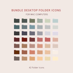 Könnte beinhalten: Ein Satz von 42 Ordner-Symbolen für Mac-Computer. Die Symbole sind in einem Raster angeordnet und in verschiedenen Schattierungen von Grün, Blau, Grau, Rot, Braun und Beige gehalten.