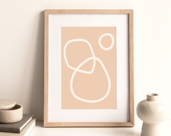 Abstract line art print, Scandinavian decor, Minimalist abstract poster, Digital print, Instant download