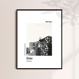 OSLO printable poster, City skyline print, Modern european city print, Modern city print, Black and white print, Travel gift