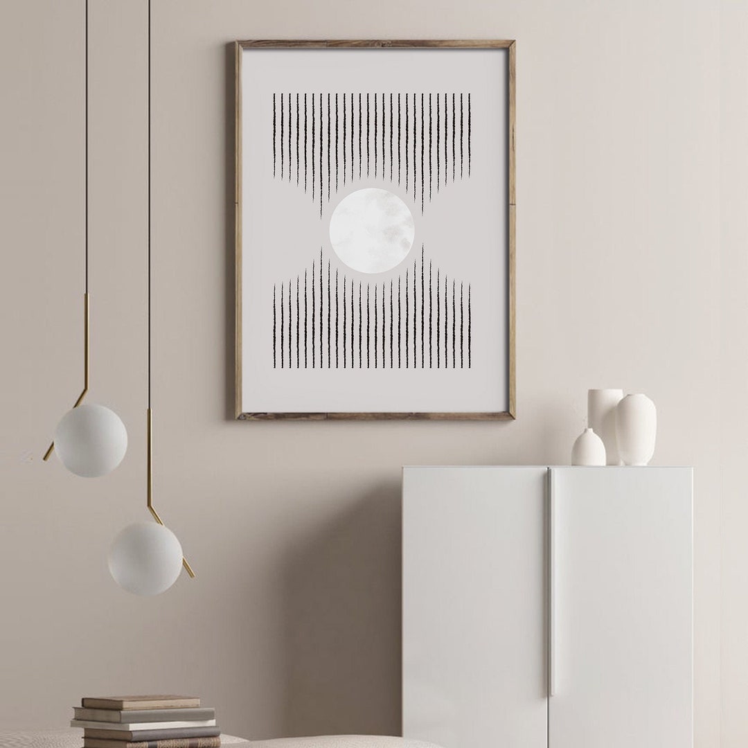 Abstract Geometric Line Art Print: Black and White Wall Decor (digital ...
