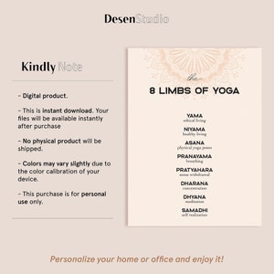 8 Limbs of Yoga Poster Asthtanga Yoga Home Decor Spiritual Decor Yogi ...