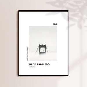SAN FRANCISCO poster, Golden Gate Bridge printable wall art, Minimalist San Francisco print, Modern city print, Skyline print, Travel gift