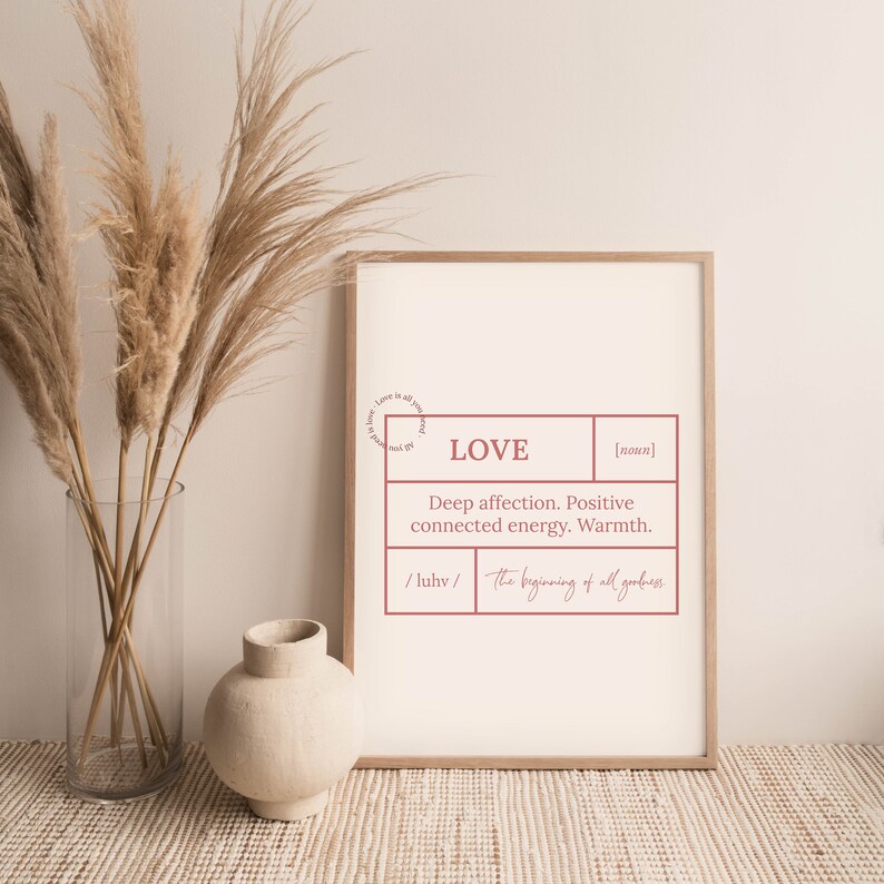 Love Definition Wall Art Love Digital Print Minimalist Wall Etsy