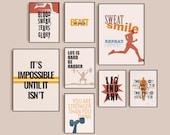 Home gym sign, Set of 8 Prints, Fitness printable, Retro poster, Motivational wall art for gym, Gallery Wall Print, Home Gym Decor, Gym Sign