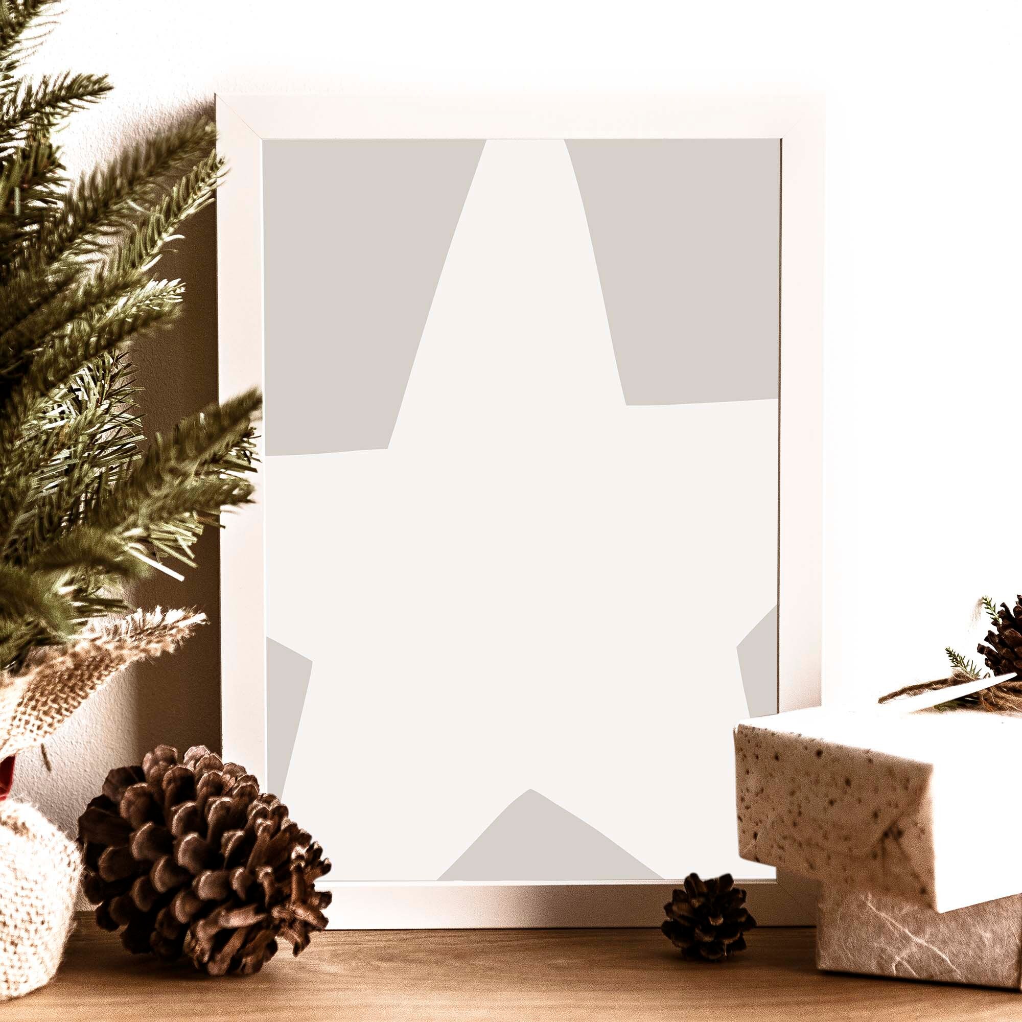 Modern Christmas Star Wall Art Minimalist Holiday Printable Etsy UK