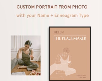 Custom Enneagram Portrait, Personalised enneagram print, Custom Digital Portrait from photo, Enneagram type print, Gift idea