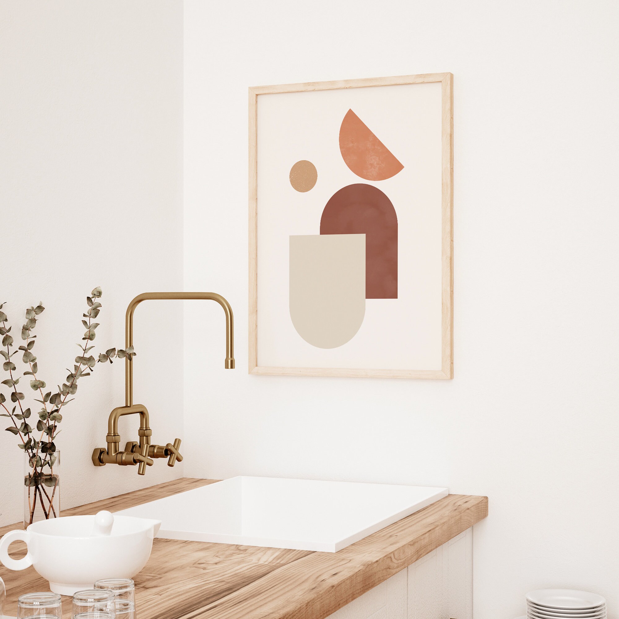 Mid Century Modern Abstract Art Print: Boho Minimalist Decor (digital ...