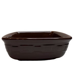 Longaberger Pottery Large Soft Square Serving Bowl Chocolate Brown 8.75 inch