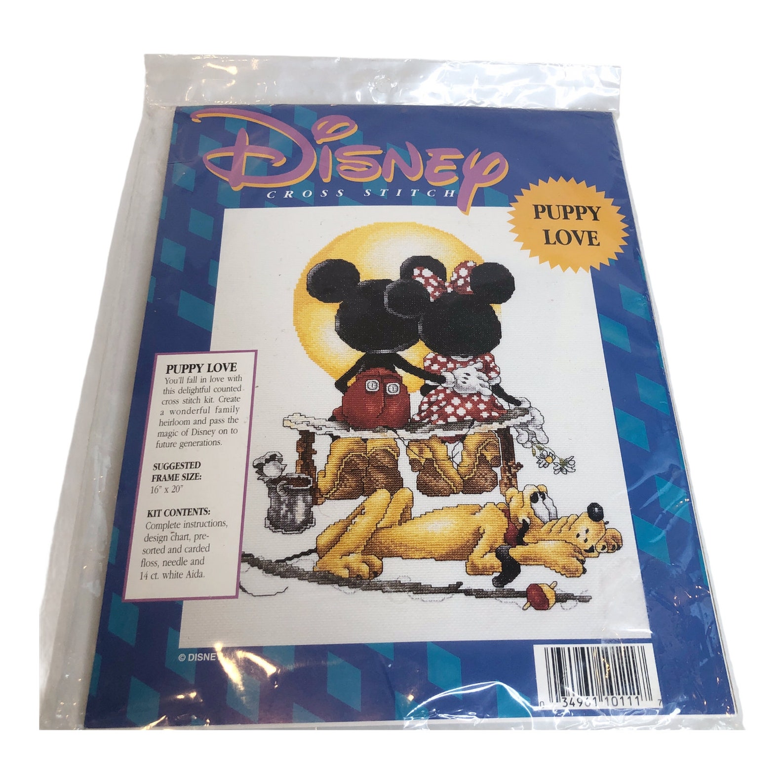 Vintage Disney Cross stitch kit Puppy Love Mickey Minnie Pluto Etsy