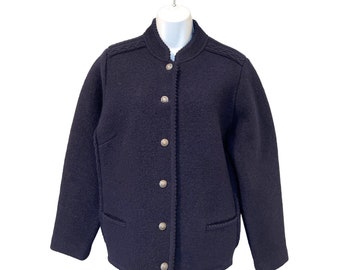LODEN PLANKL Blue Heavy Wool Cardigan Sweater Jacket Size US Medium Austria