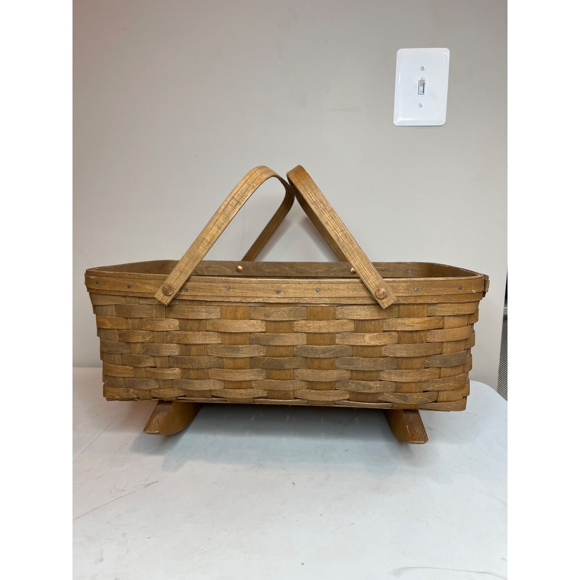 Longaberger Cradle Rocking Basket Handles 18.5 X 13 Inches 1989 Vintage