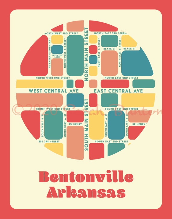 Bentonville Arkansas Map  Etsy