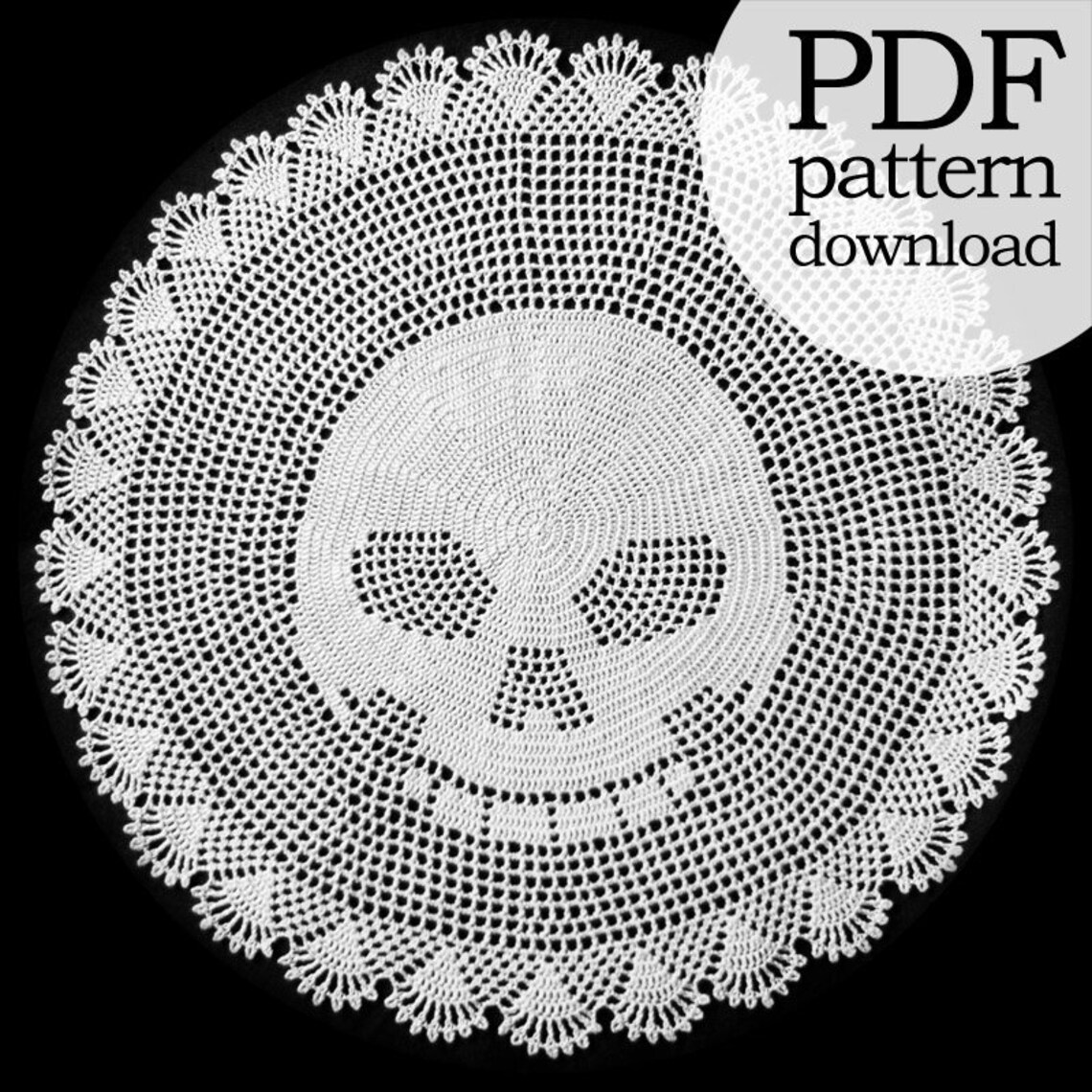 Skull doily crochet PDF pattern Etsy