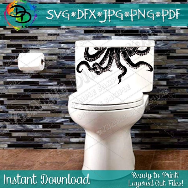 Octopus Kraken Tentacles Toilet Decal, decal, sticker, toilet sticker, toilet decal, bathroom, bathroom decal, octopus, kraken, tentacle