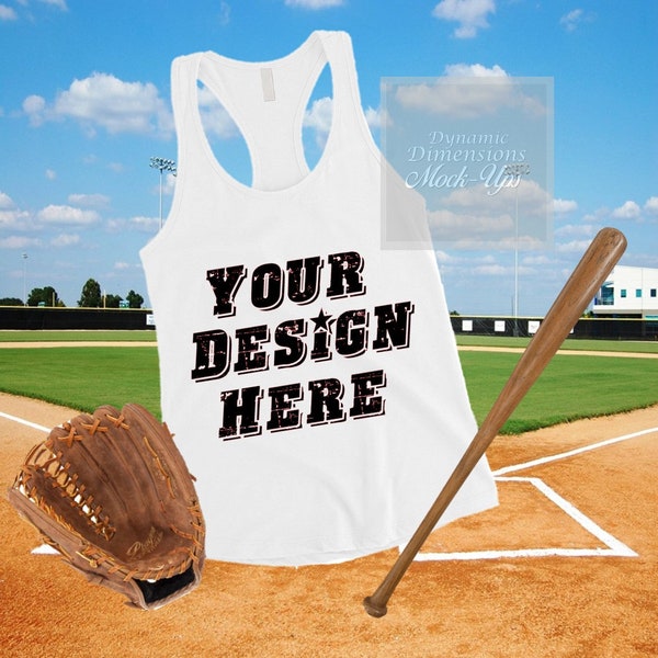 Weißes Baseball-Tanktop-Modell, leeres Hemdbild, einfaches weißes Tank-Flat-Lay-Modell, Damen-T-Shirt-Modell