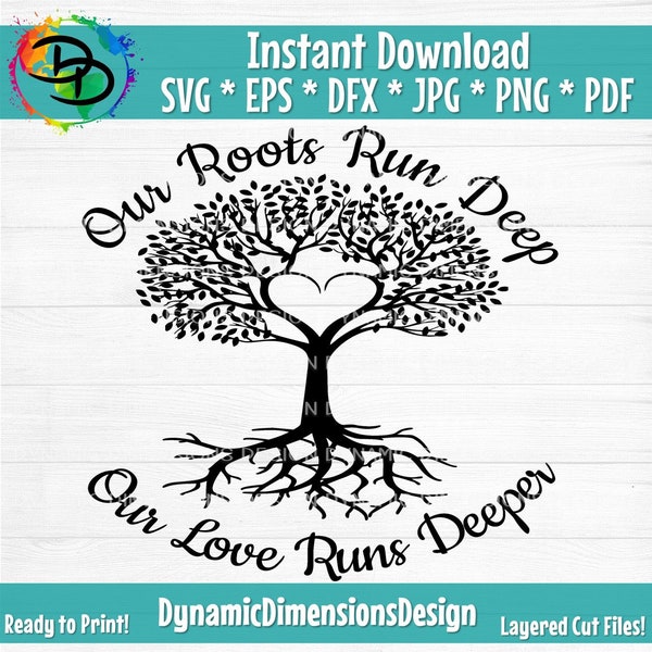 Our roots run deep but our love runs deeper SVG, Family Reunion SVG, Tree with roots SVG, Family tree, Family reunion shirt png