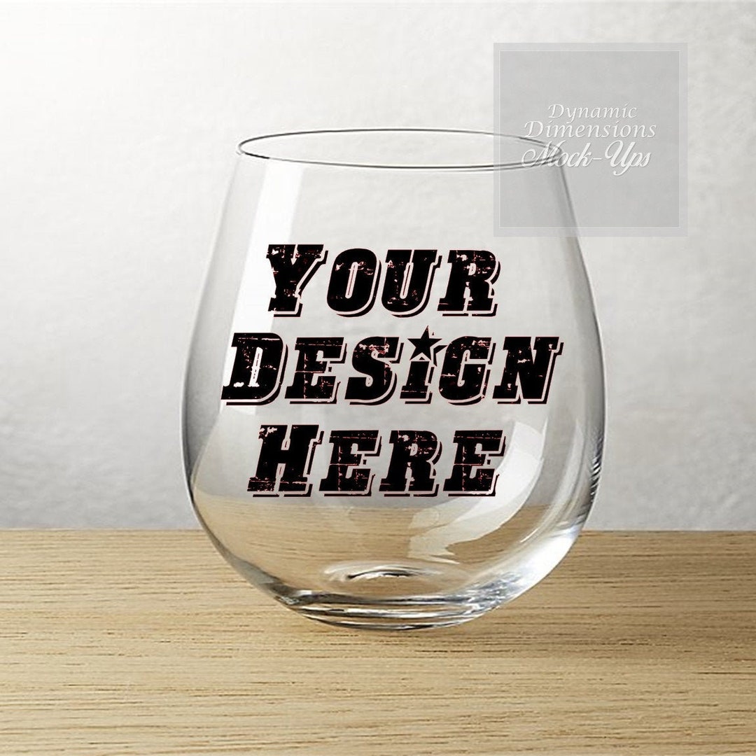 Wine Glass Stock Photo Mockup, Stemless Wine Glasse Stock Image, Party ...