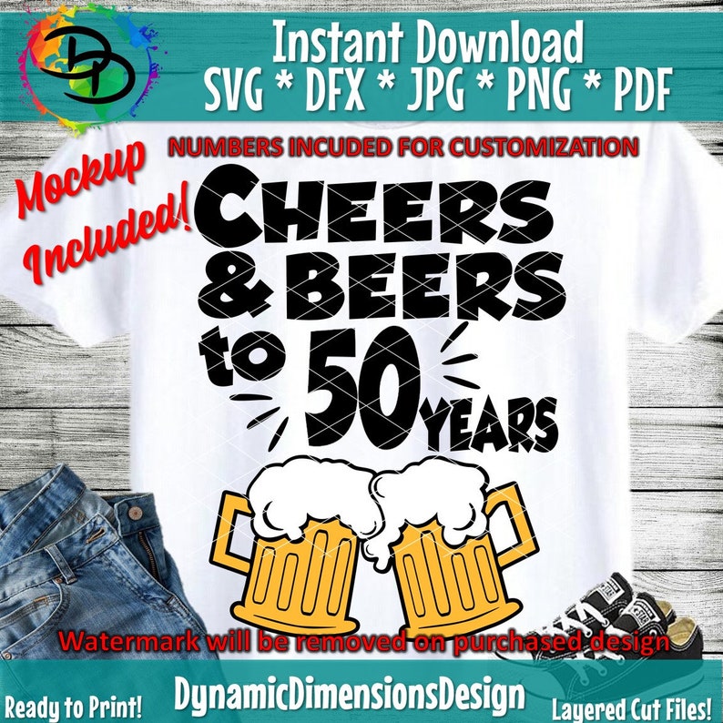 Download Cheers and Beers to 50 Years SVG 40th Birthday twenty | Etsy