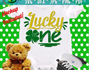 Lucky One SVG, 1st Birthday Party, St. Patrick's Day Cut File, Girl Quote, Boy Saying, One year old, Cute Kid's Design,Silhouette or Cricut