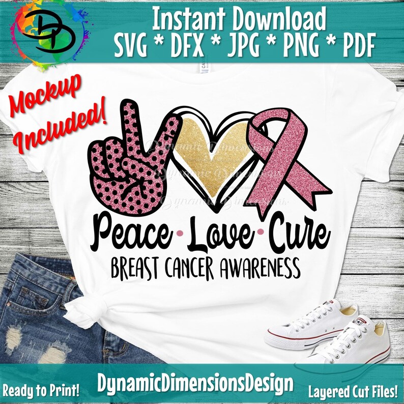 Download Peace Love Cure svg Breast Cancer svg Breast Cancer Ribbon ...