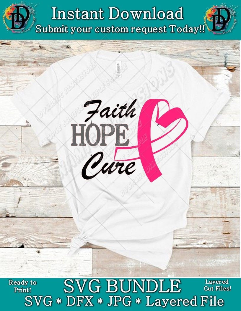 Faith Hope Cure Breast Cancer Svg Quote Awareness Svg | Etsy