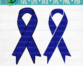 Blue Ribbon Svg, Files for Cricut, Cancer Ribbon Svg, Colon Cancer Svg, Cancer Awareness Svg, Cutting File, Cricut Svg, Silhouette Svg