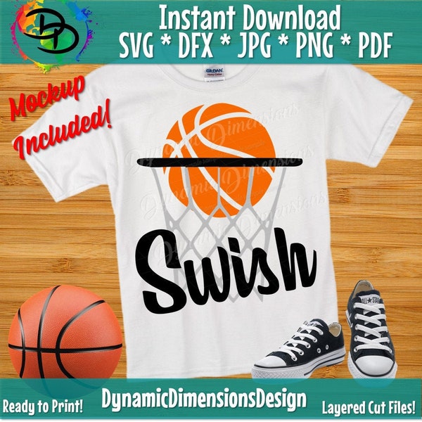 Swish svg, Basketball svg, Svg files for Cricut, Basketball svg, svg for shirt, Basketball Team, Instant Download