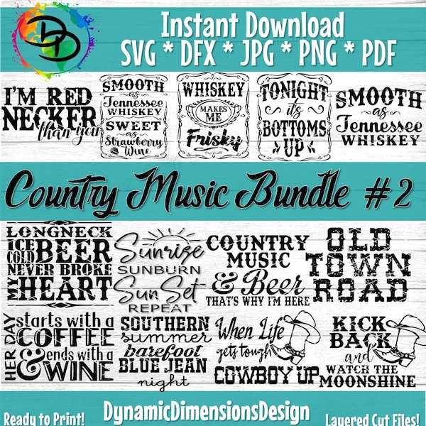 Country Music Bundle, Country Music, Southern Girl, Southern svg, Country svg, Tennessee Whisky, Strawberry wine, Cricut svg, Silhouette svg