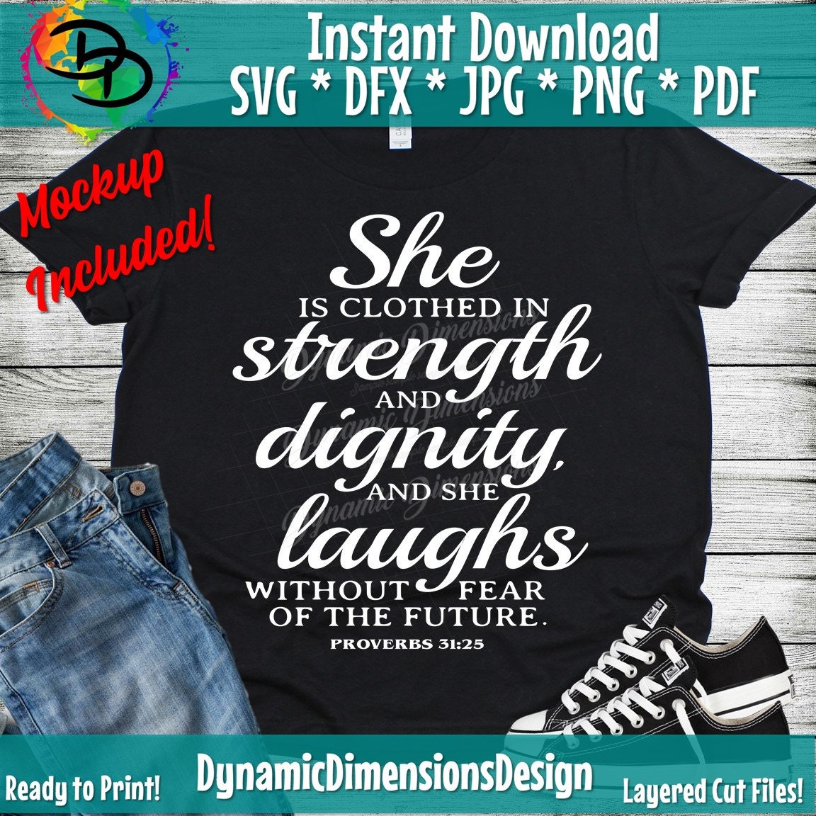 Download Christian Quote SVG She Is Clothed In Strength and Dignity | Etsy