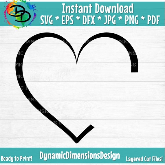 EPS Silhouette Heart SVG Vector Heart Monogram Cut File For Cricut ...