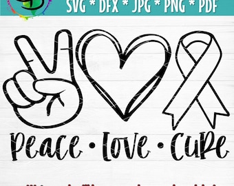 Peace Love Cure svg, Awareness Ribbon svg, Cancer Ribbon, Cancer SVG, Breast Cancer, File pdf, jpg, png Cameo, cricut svg, silhouette svg