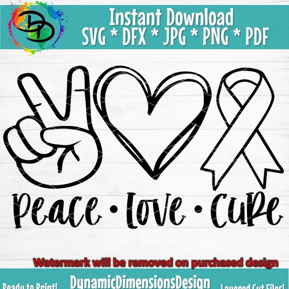 Download Peace Love Cure svg Awareness Ribbon svg Cancer Ribbon | Etsy