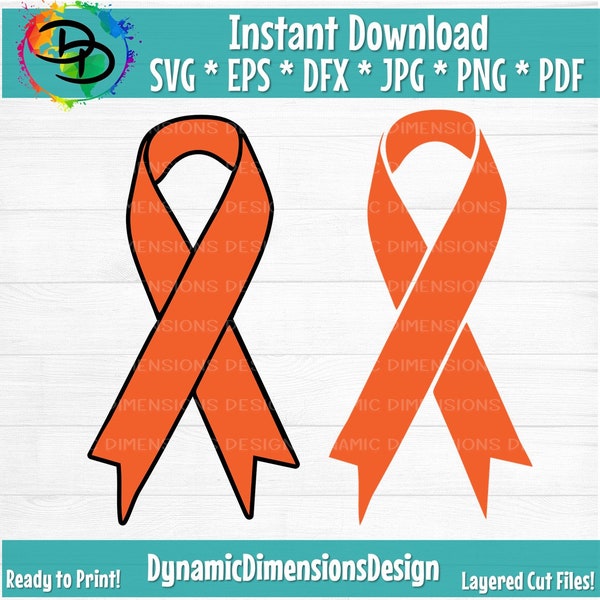 Orange Awareness Ribbon, Orange, Cancer Ribbon, Leukemia, ADHD, Hunger, Multiple Sclerosis, Self Harm, Kidney Cancer, COPD, Cricut svg