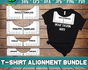 Tshirt Ruler SVG Bundle, T-shirt Alignment Tool DXF, Shirt Placement Guide, Digital Download (4 Rulers Included)