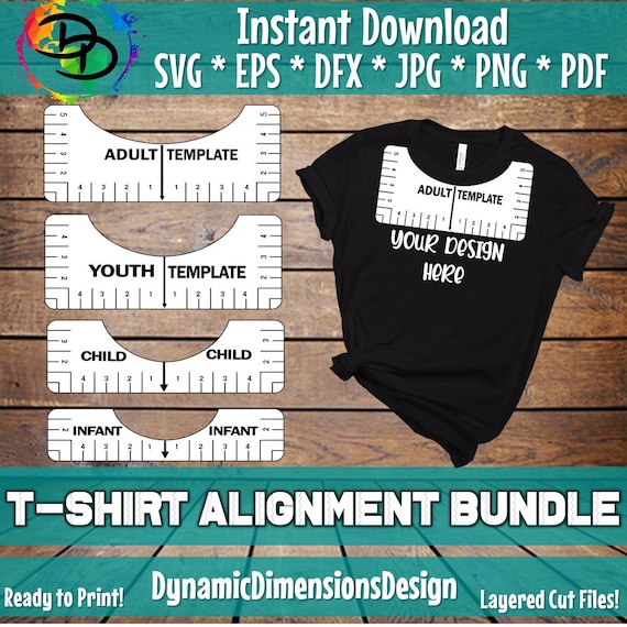 Tshirt Ruler SVG Bundle, T-shirt Alignment Tool DXF, Shirt Placement Guide,  Digital Download 4 Rulers Included 