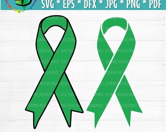 Green Awareness Ribbon, Bipolar, Mental Health, Kidney Disease, Cancer Awareness, Liver Disease, Cerebral Palsy, TBI, Lymphoma, Cricut