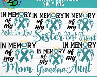 In Memory, Ovarian/Cervical cancer bundle, awareness, Memory Ribbon svg, Survivor svg, Wear pink svg, Hope svg, Cure svg, Faith svg, Believe