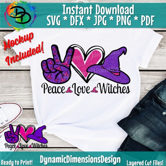 Peace love basic witch sublimation design PNG download Peace love witches sublimation download Peace love halloween Peace love witch png