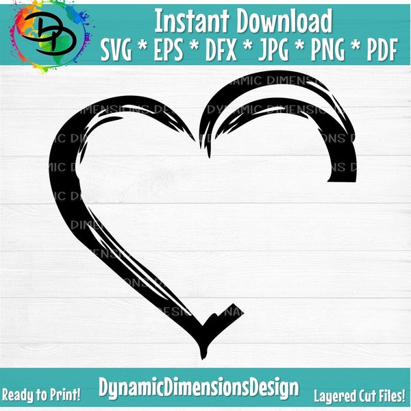 Hart SVG, hart clipart, noodlijdende hart SVG, DXF, hart PNG, jpg digitale gesneden bestanden voor silhouet Cricut, hart grunge, noodlijdende hart