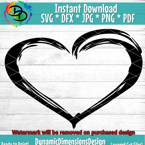 Hart SVG, hart clipart, noodlijdende hart SVG, DXF, hart PNG, jpg digitale gesneden bestanden voor silhouet Cricut, hart