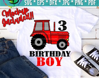 Farm Tractor, Birthday Boy SVG, Farm Tractor Svg, Farm, Birthday, Farm Svg, Birthday Svg, Boy Shirt Svg, Design, Cricut, Tractor