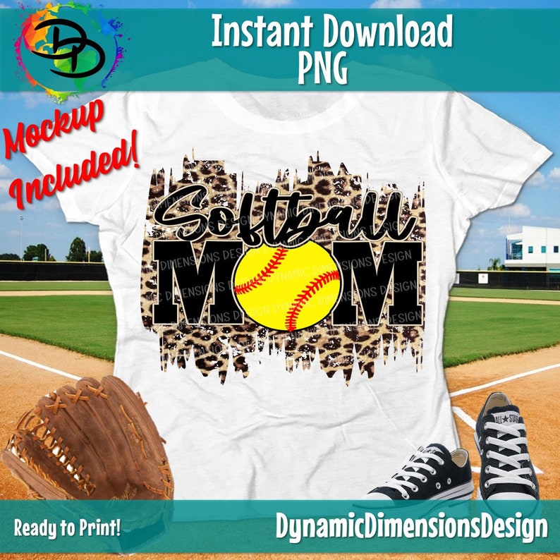png Sublimation Softball Cut File Softball png Mama Digital Download Softball Mom shirt Leopard Paint Strokes Softball Mom PNG