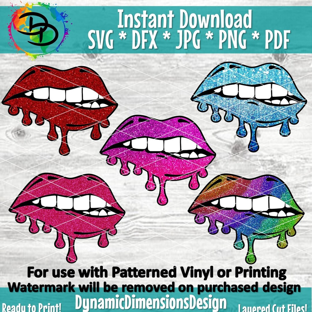 Bleeding Lips SVG, Womens Lips, Dripping Lip Svg, Drip Svg, Rainbow