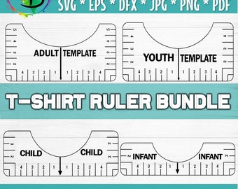 Tshirt Ruler Svg Bundle, Inches and Centimeters, T-shirt Alignment Tool  Svg, Dxf, Centering Tool Template, Shirt Placement Guide, 4 Sizes 