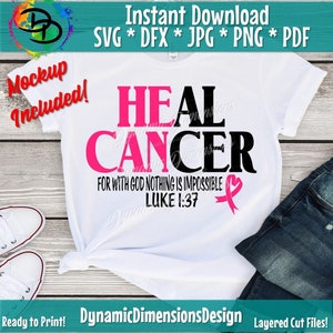 Heal Cancer svg, Christian svg, Religious svg, Fight for a Cure svg, Breast Cancer svg, Pink Cancer Awareness, Breast Cancer Ribbon, PNG