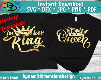 His Queen her King svg, King and Queen svg, Couple svg shirt, Husband, wife, Valentine shirt, cut file for cricut, silhouette, Cricut svg