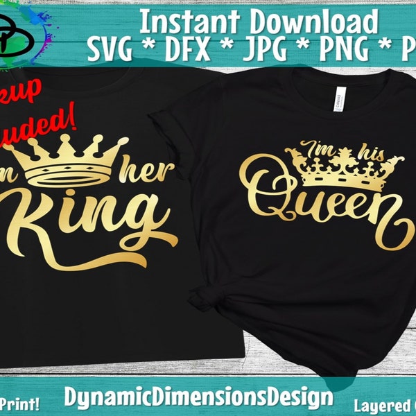 His Queen her King svg, King and Queen svg, Couple svg shirt, Husband, wife, Valentine shirt, cut file for cricut, silhouette, Cricut svg